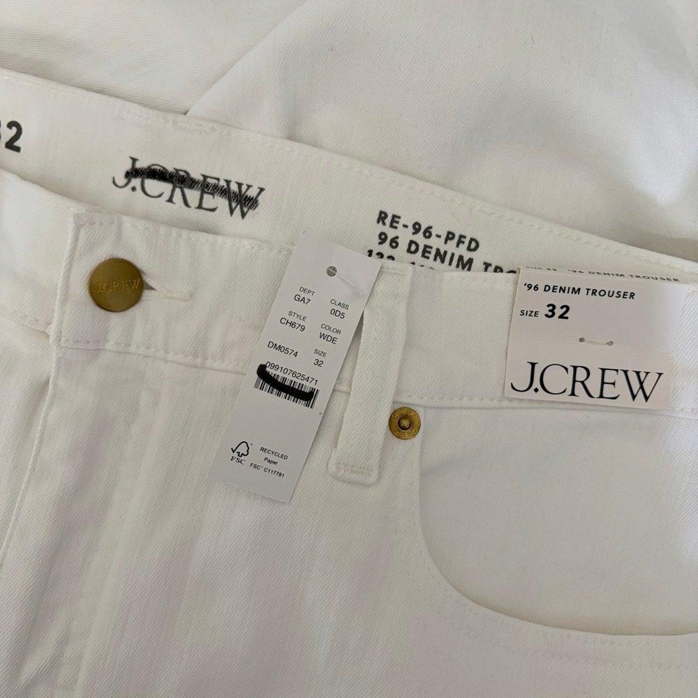 NWT!! J. CREW New High-Rise Denim Trouser Jeans White '96 Wide Leg Retro Size 32 - Picture 13 of 16